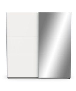 ARMADIO "GHOST" BIANCO CON ANTE SCORREVOLI E SPECCHIO, 194X59X203 CM